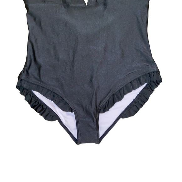 NWT Cupshe Sweet Smile Pewter Gray Ruffle Cutout Swimsuit - S - Picture 5 of 14